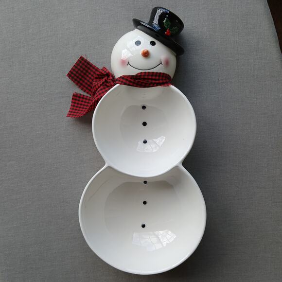 Hallmark Other - Hallmark Snowman Candy Dish 11" snack bowl serving tray winter holiday nuts dip